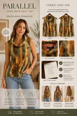 Parallel Size 2 Sleeveless Mock Neck Faux Fur Top